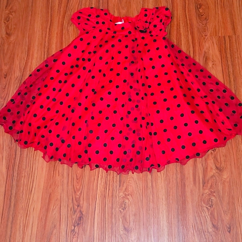 New no tags red dress with black velvet pokla dots  Sz 6 - Picture 6 of 10